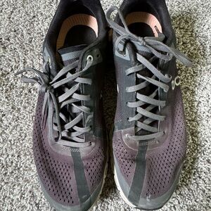 On Running Black and Gray Athletic Shoes with Breathable Mesh